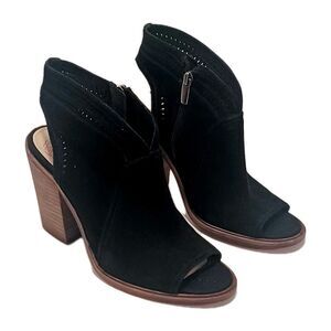 Vince Camuto Black Leather Koral Open Toe  Ankle Boots Women's Size 8M